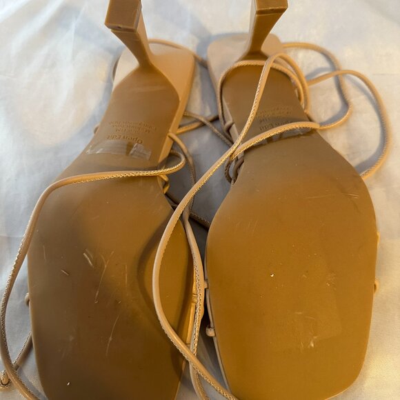 Open Edit by Nordstrom Karyn Ankle Tie Sandal - Beige, Flare Heel Size 11 NEW - Picture 6 of 6